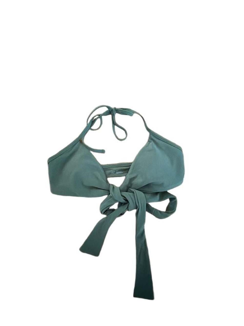 Aerie Scoop Tie-Front Halter Bikini Top in Sage Green